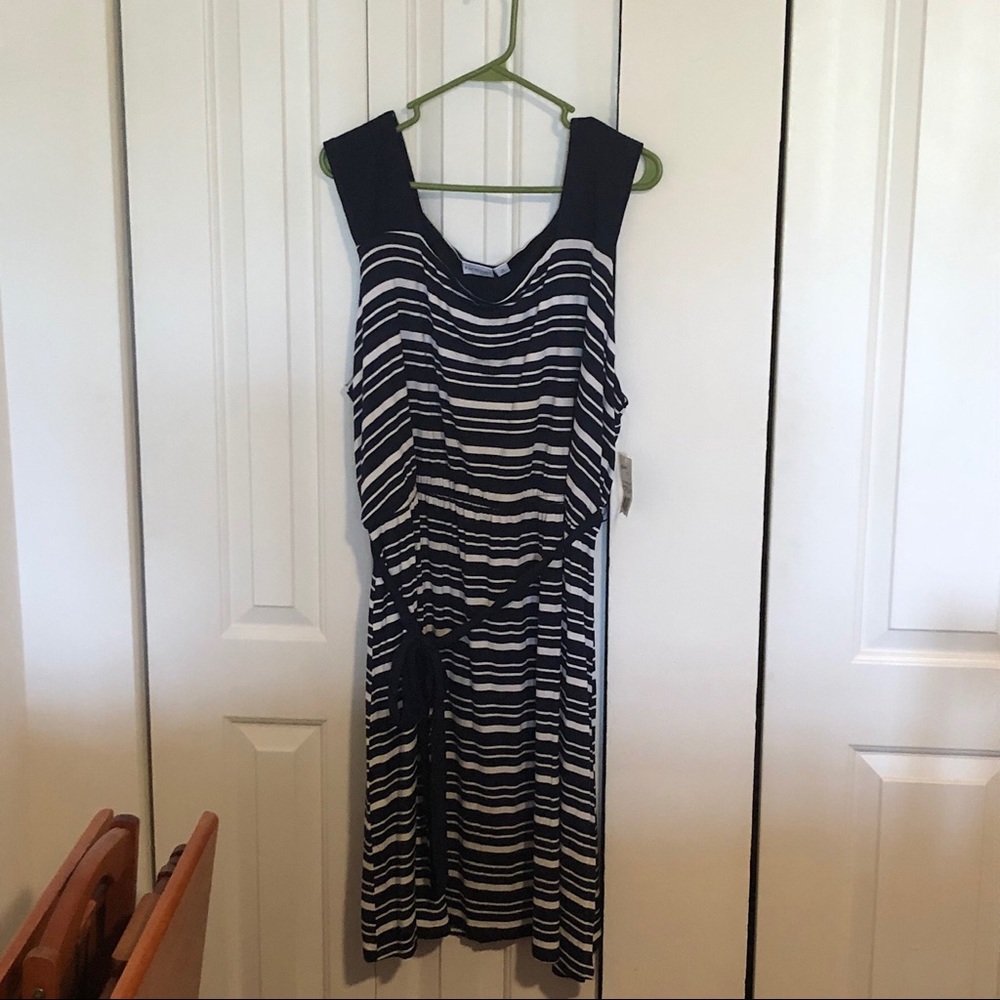 Kim Rogers Navy & White Striped Tank Dress NWT 1X